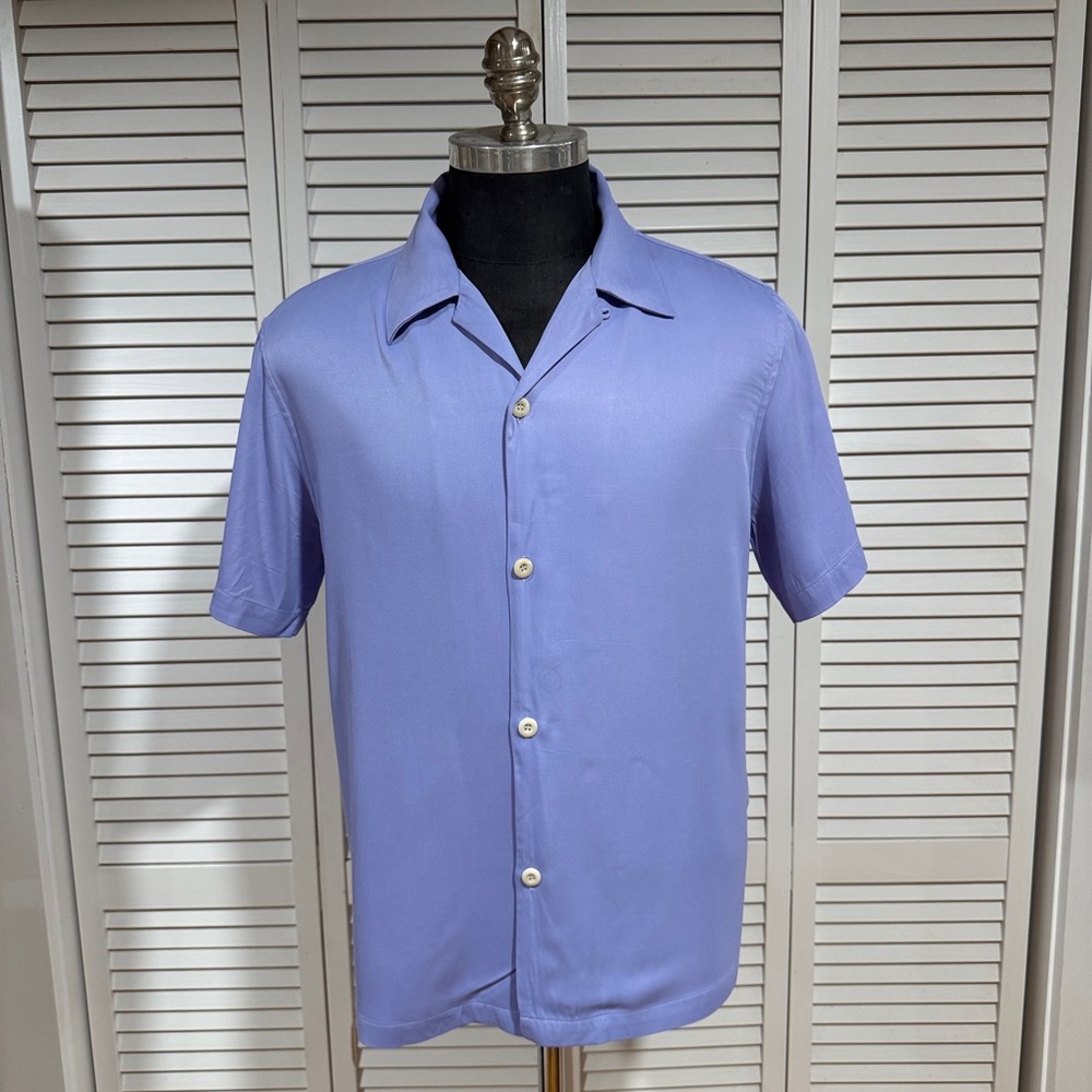 Sandro Men's Lavender Short-Sleeve Camp Shirt